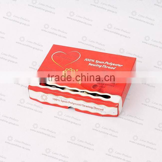 High Quality 100% Spun Polyester Sewing Thread 12 Colors in Box