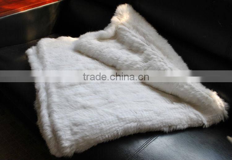 YR596A 145*140CM Real Knitted Rabbit Fur Home Blankets