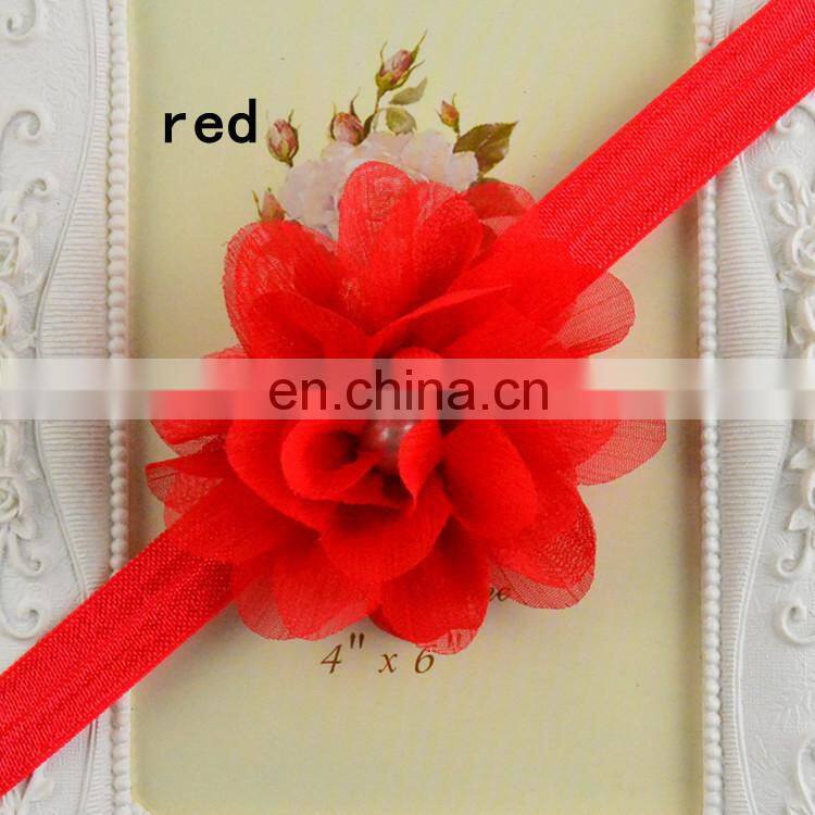 high quality children headdress draped Chiffon pearl hair band Girl headbands