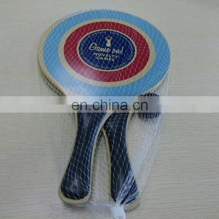 Promotional with customized logo print wooden beach racket for sports Beach racket ball game set