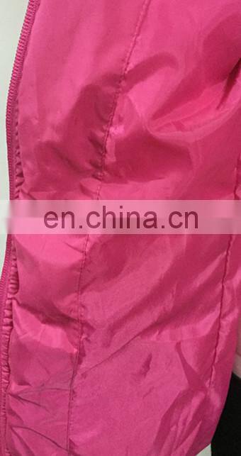 2017 Lady's pink down coat feather jacket with zipper winter jacket