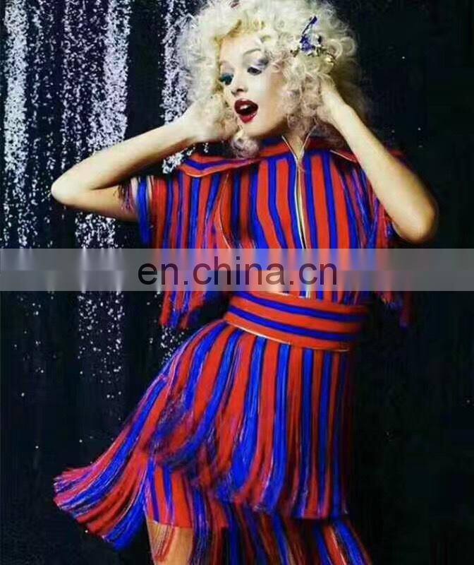 2017 Summer Female Clothing Wholesale Short Sleeve Red Tassels Casual Dresses