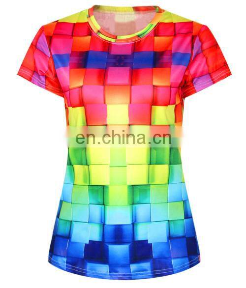 2017 Creat Your Own Mixed Color Summer 3D Cheap 100 Polyester Sublimation Women T Shirt