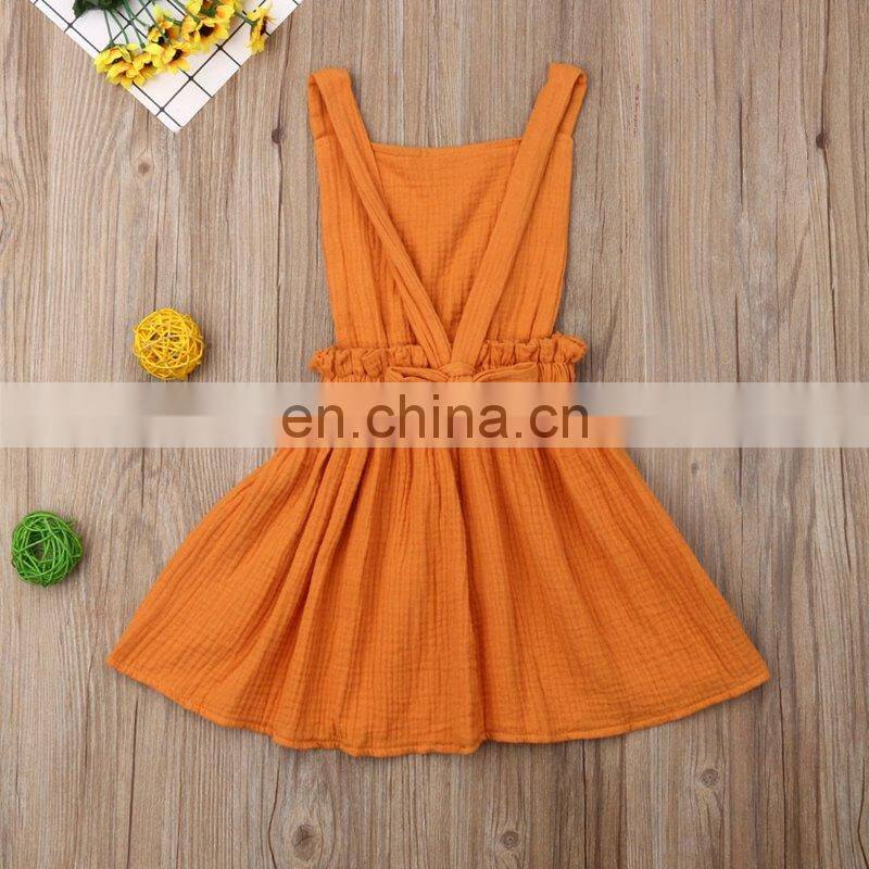 2019 summer Baby Girl line cotton dresses Hollow Dress Kids backless Cotton Dresses 4colors