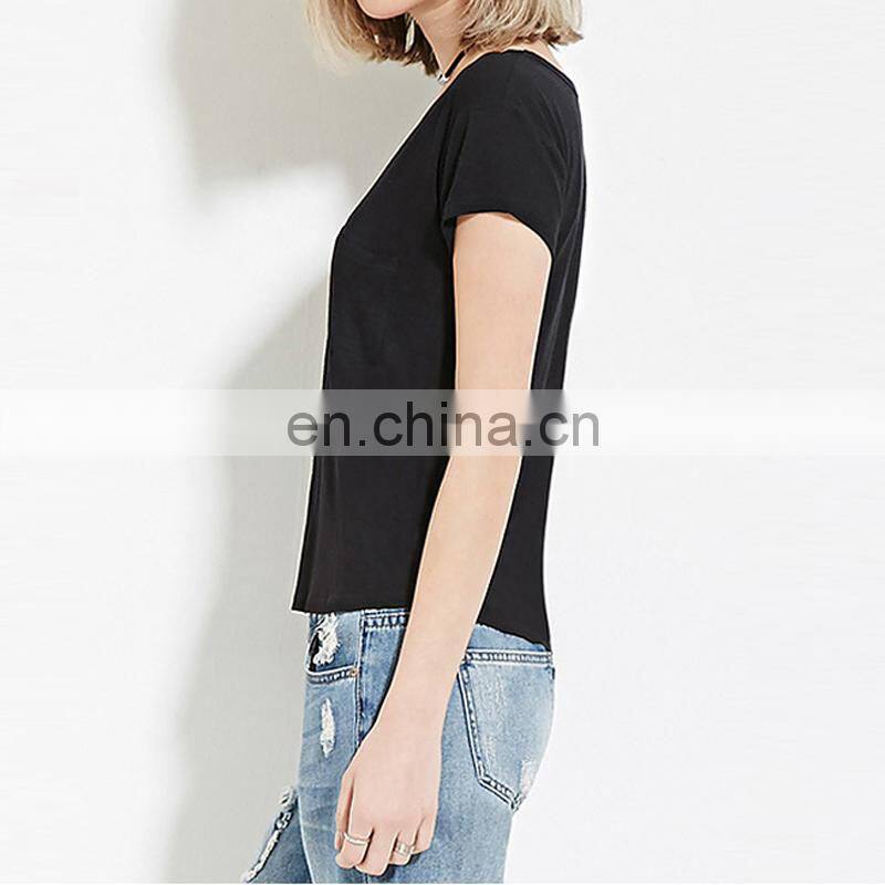 Wholesale Slim Fit Ladies Blank Tee T Shirts Cotton V Neck T Shirt Women