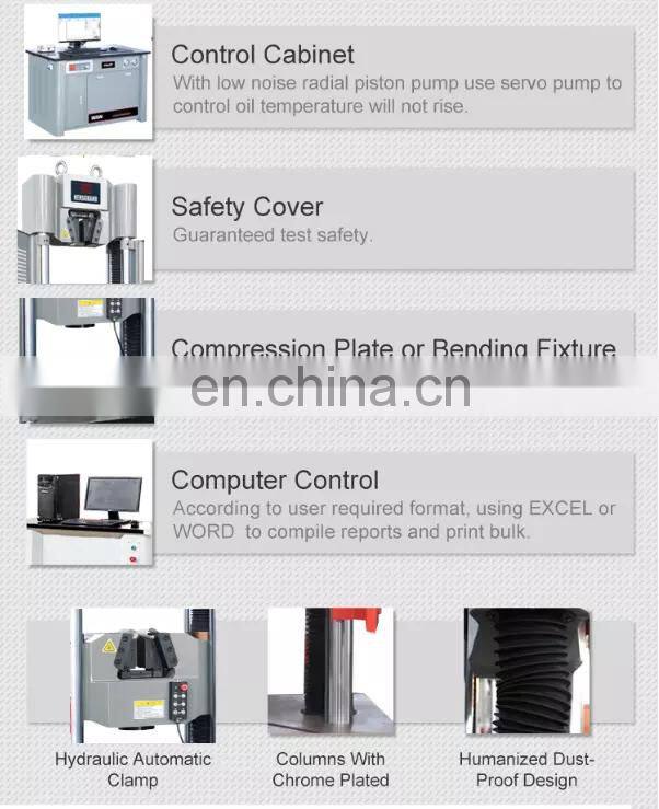 WAW-D 300-1000kN 30-100Ton Worm Gear Computerized Electro-hydraulic Servo Universal Testing Machine