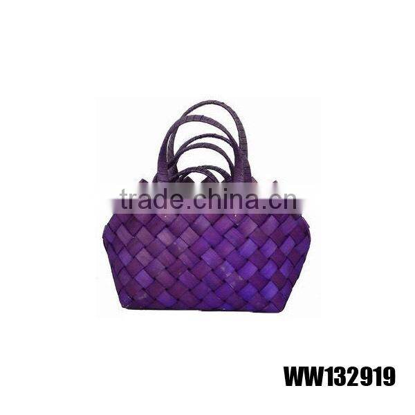 colorful wood chip woven bag