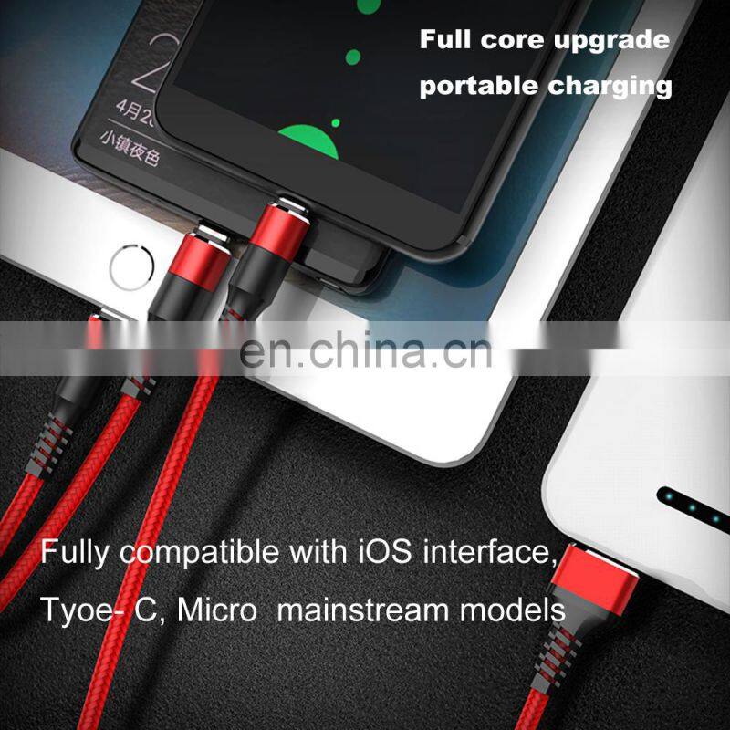 Multi 3 in1 USB Charging Cable Nylon Braided USB Cables Fast Multiple Charging cords