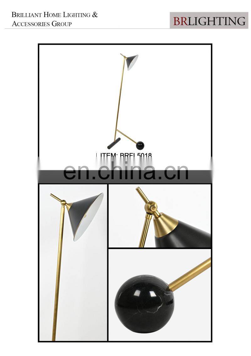 Modern Concise Black Marble Iron Decoration Daylight Floor Lamp