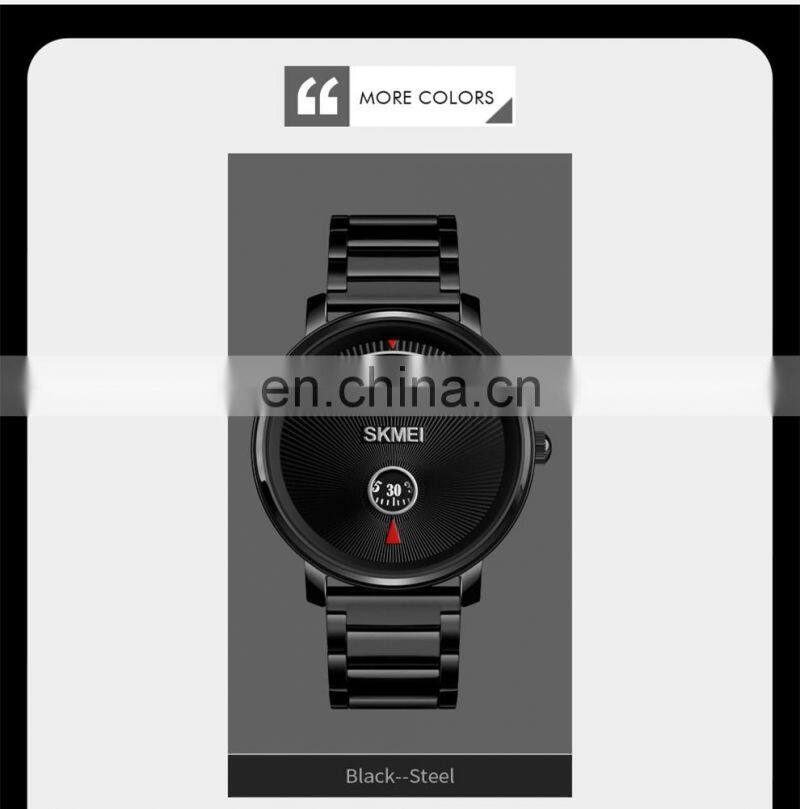 new SKMEI 1490 genuine leather strap stainless steel back water resistant quartz watch for men