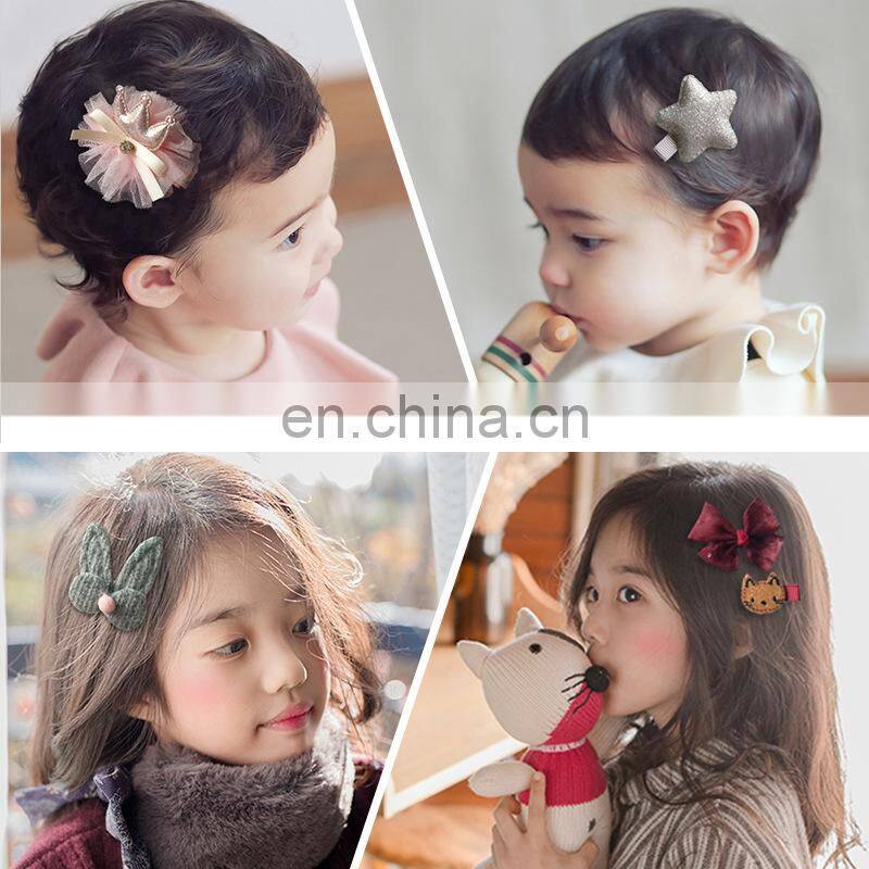 18 Pcs/Box Kids Children Accessories Hairpins Barrettes Baby Fabric Bow Flower Headwear Hair clips Girls Headdress