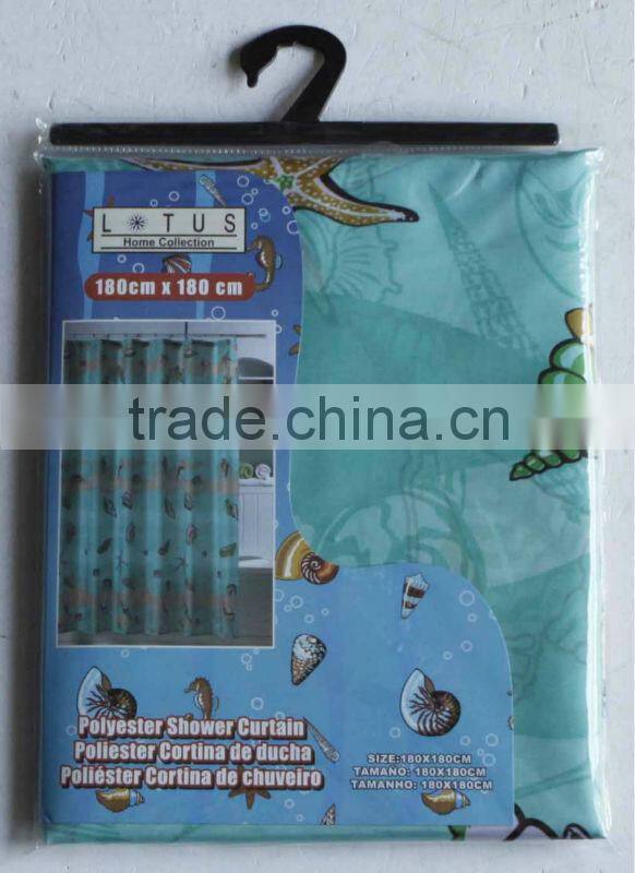 1PC POLYESTER PRINTED SHOWER CURTAIN WITH MATCHING WINDOW CURTAINS