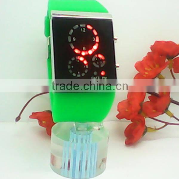 Environmental 12-hour/date display rectangular led digital watch