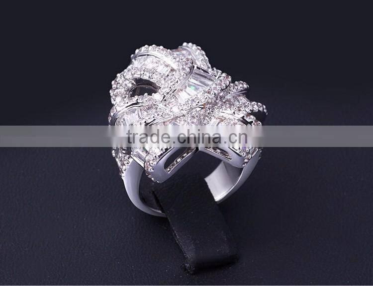 New African Design Wedding Luxury Style Baguette Zircon Crystal Women CZ Jewelry Ring