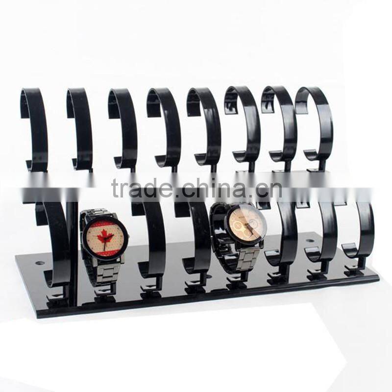 Double-Layer Black Acrylic Watch Display Stand C Clip Watch Display Rack Holder