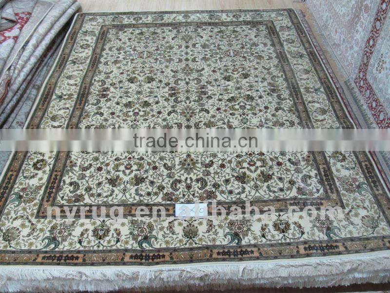 Oriental handmade 100% natural silk persian design hand knotted purple carpet