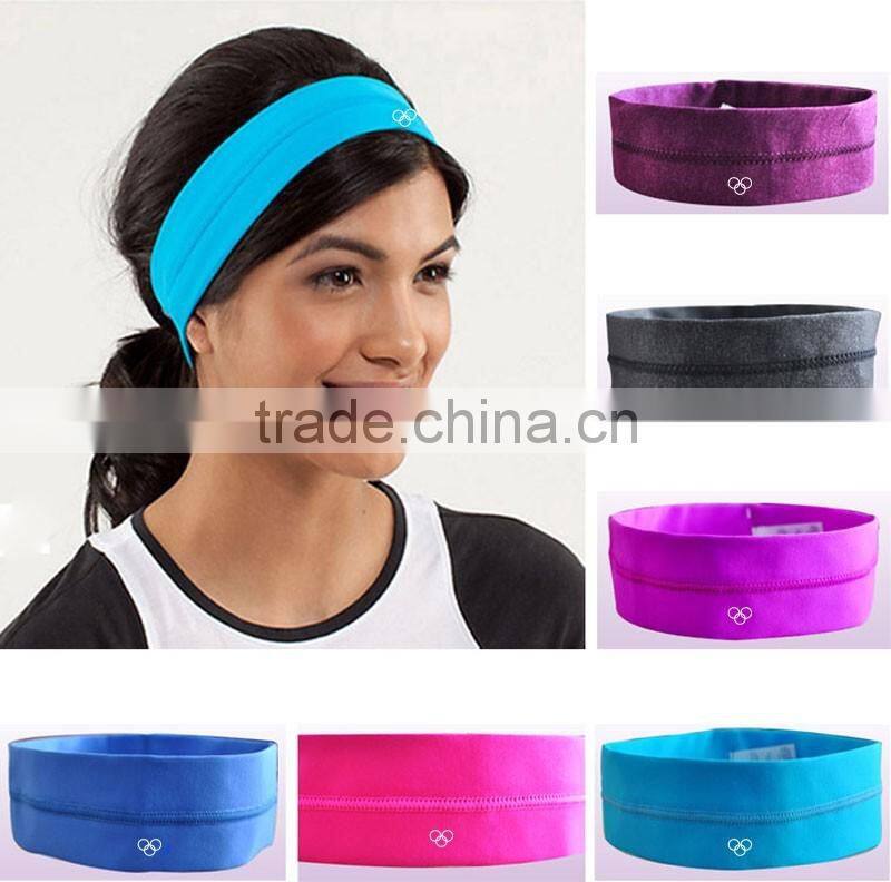 (Factory/low MOQ)High quality women elastic sweat yoga sports headband