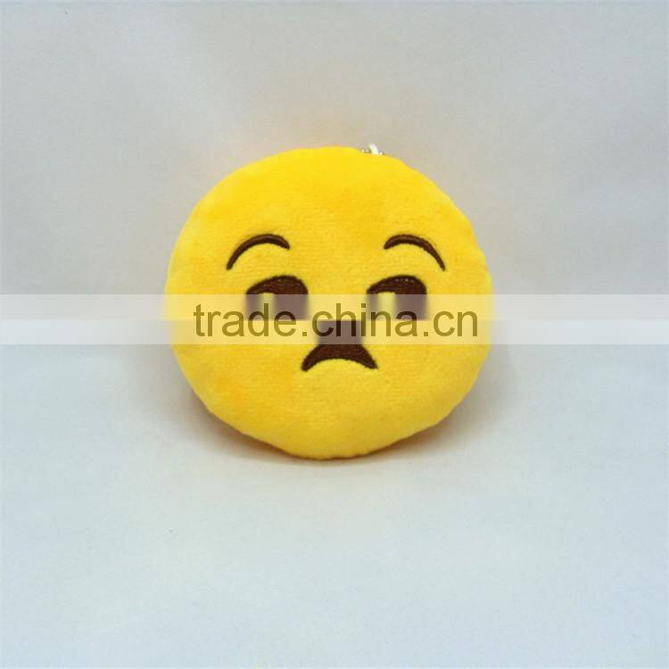 Yellow Soft Emoji Smiley Emoticon Keyring Round Cushion Plush Toy Doll Keychain/BEST GIFT Lovely Emoji Emoticon Round Cushion