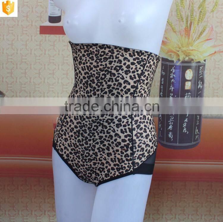 Leopard print high waist shaper,mature sexy mesh shaperwear transparent