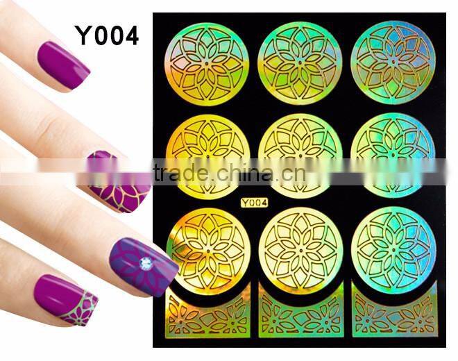 2016 colorful pvc french hollow pvc nail art design nail sticker stencil