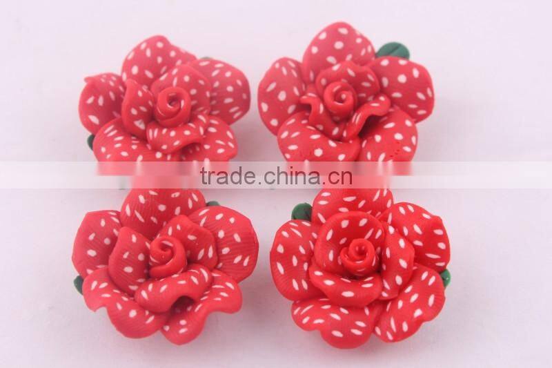 AAA Quality lime green clay flower beads in bulk!wholesale loose chunky polymer clay flower shaped beads for jewelry!