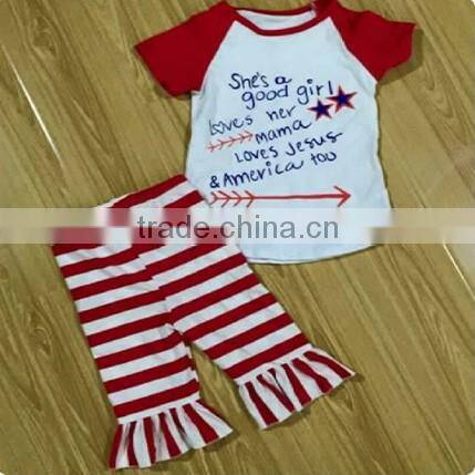 Pearl dress set for baby girls Independent day clothes 4th of july patriotic outfits kid ruffle clothes