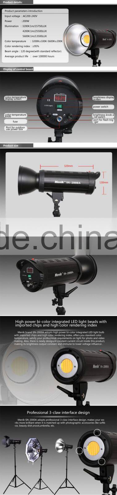 Menik SN-2000A Bi-color LED Photo light