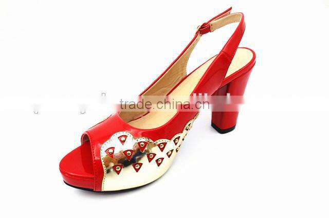 latest mix color high class middle heel slingback Sandals with net