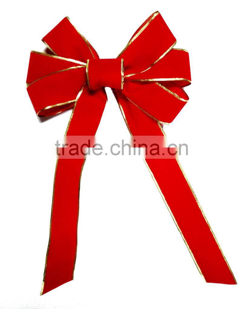 wholesale gold edge red velvet christmas ribbon bow