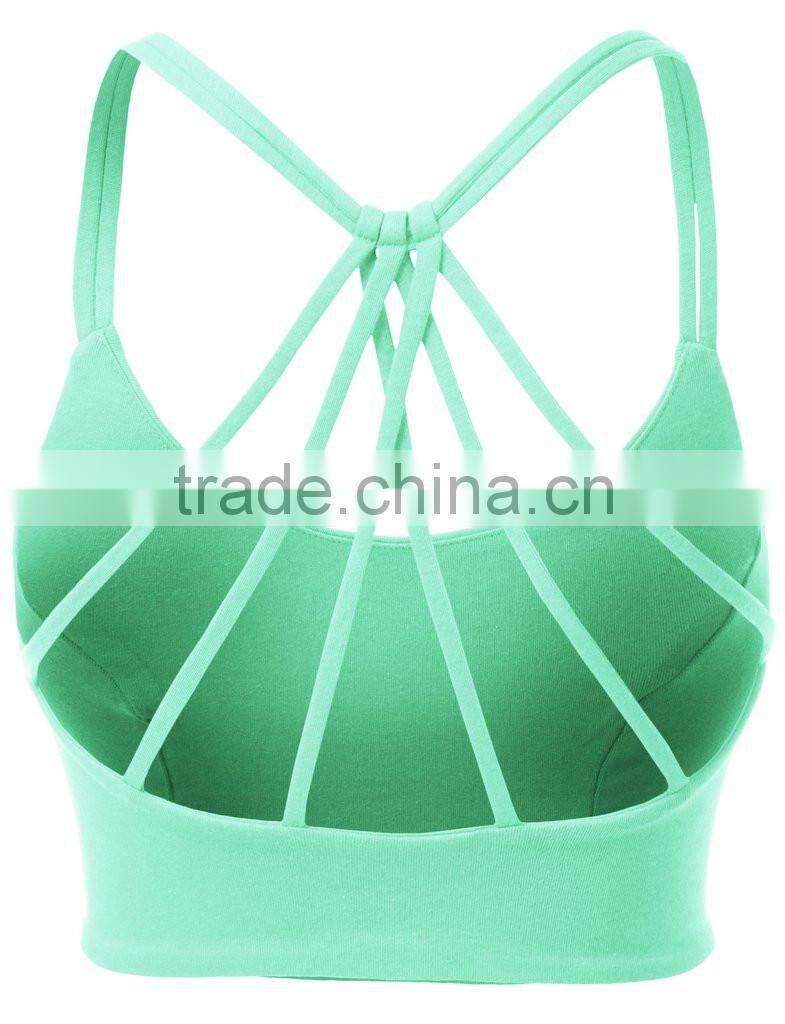 Womens Fitted Halter Cut Out Back Bralette Crop Tops women 2016