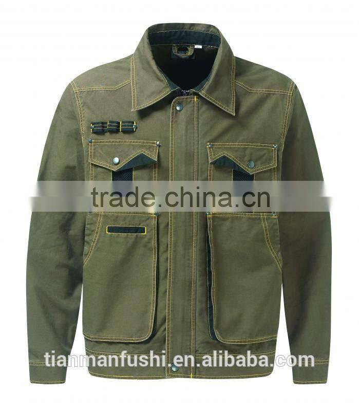 2015 Green Hardwearing Working Jacket Quality Custom-made Jacket Workwear