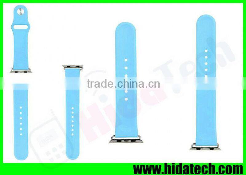 Hot selling Silicone Watch Band Wrist Strap for Apple Watch with Clasp Adapter Connector