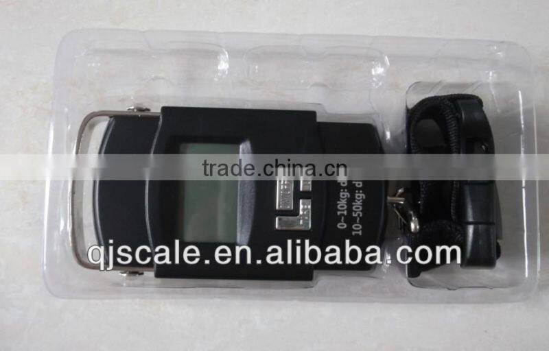 Hot Selling 50kg digital luggage scale for suitcase,shopping,gift sale&family use with black strap&LCD display