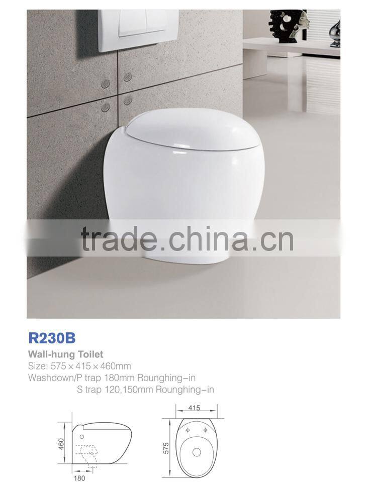 P-trap porcelain wall hung toilet