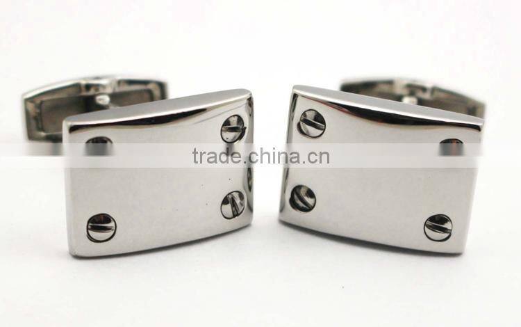 Stainless Steel Silver rectangle personalized cool cufflinks for men