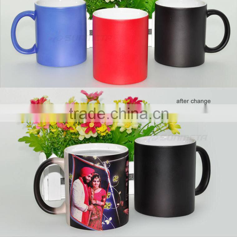 Sunmeta whole sale sublimation matte 11oz color changing magic mug