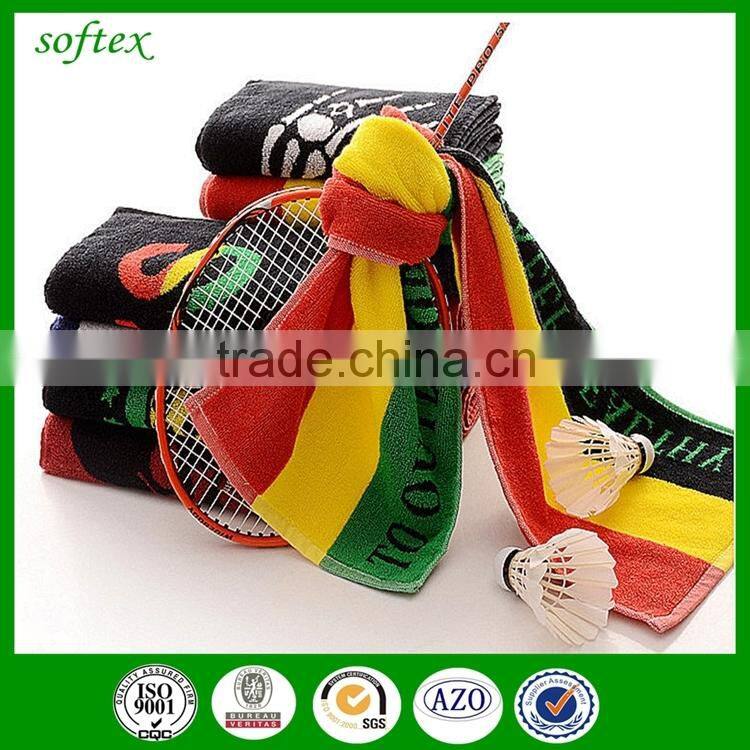 china supply 25x100cm 100 cotton high quality jacquard logo sport towel