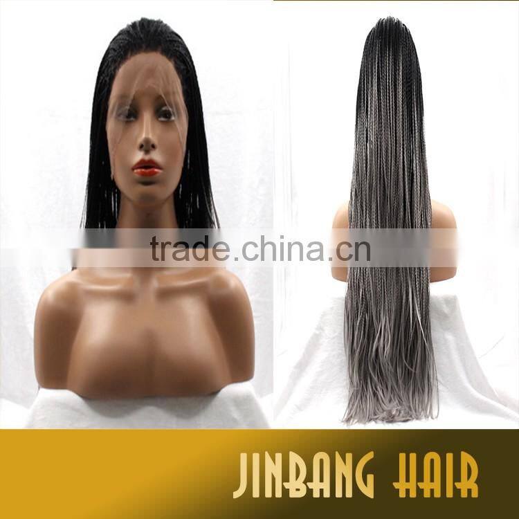 2016 wholesales new products heat resistant straight braiding synthetic lace front wig