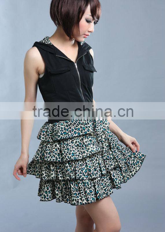 2013 new GLP Gothic leopard zipper double skirt punk dress 61255