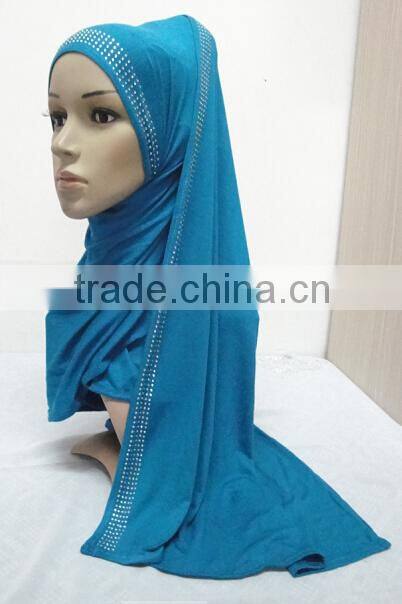 JL072 latest cotton jersey scarf with rhinestones