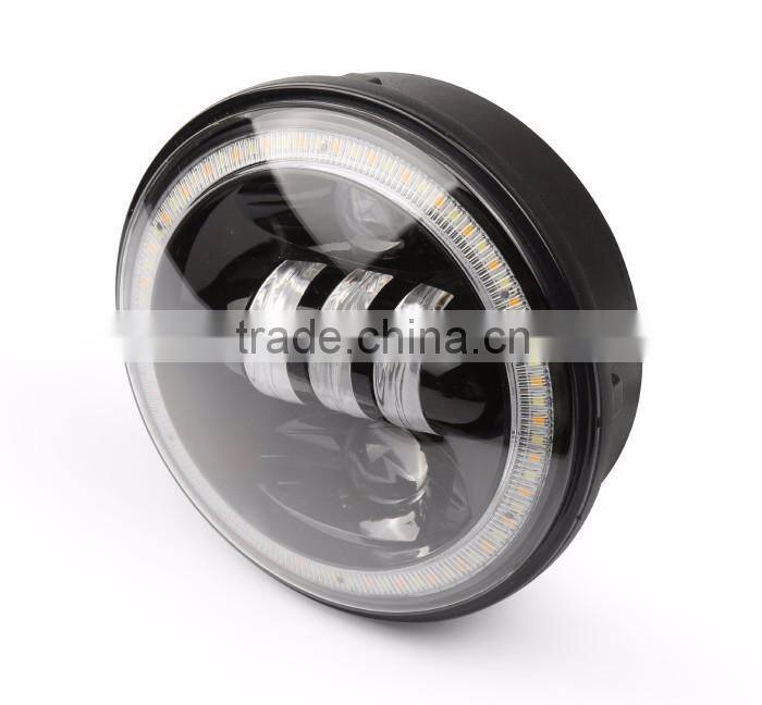 flashing 50W 5.75 Inch Motorcycle projector LED Headlight Angle Eye DRL flashing halo 5 3/4" Head Lamp for Harley Davidso-n