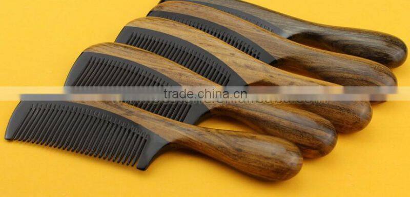 Natural Ox Horn Green Sandalwood Wood Comb