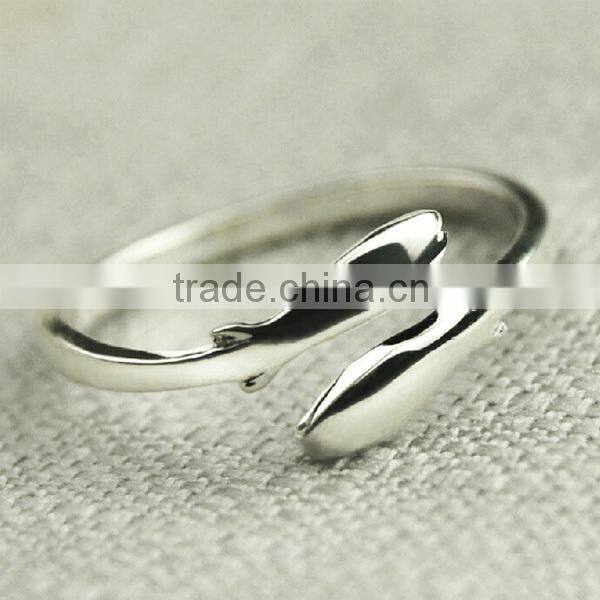 High quality cute fish plain silver rings jewellery for girls