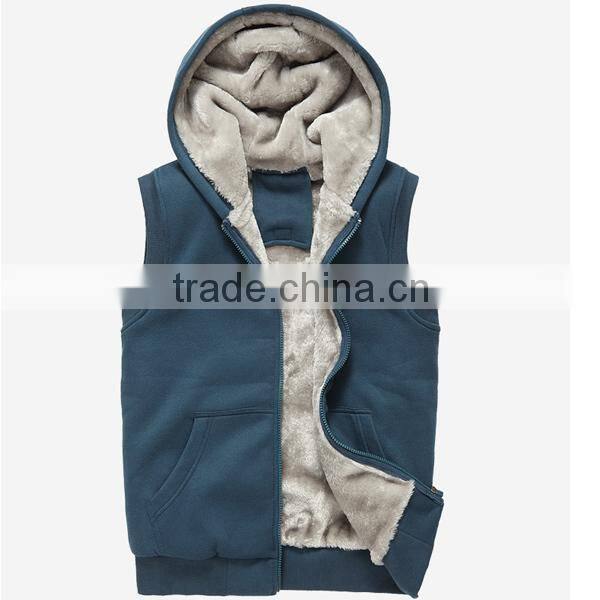 Wholesale warm plain blank sleeveless hoodies for women (YCH-B0145)