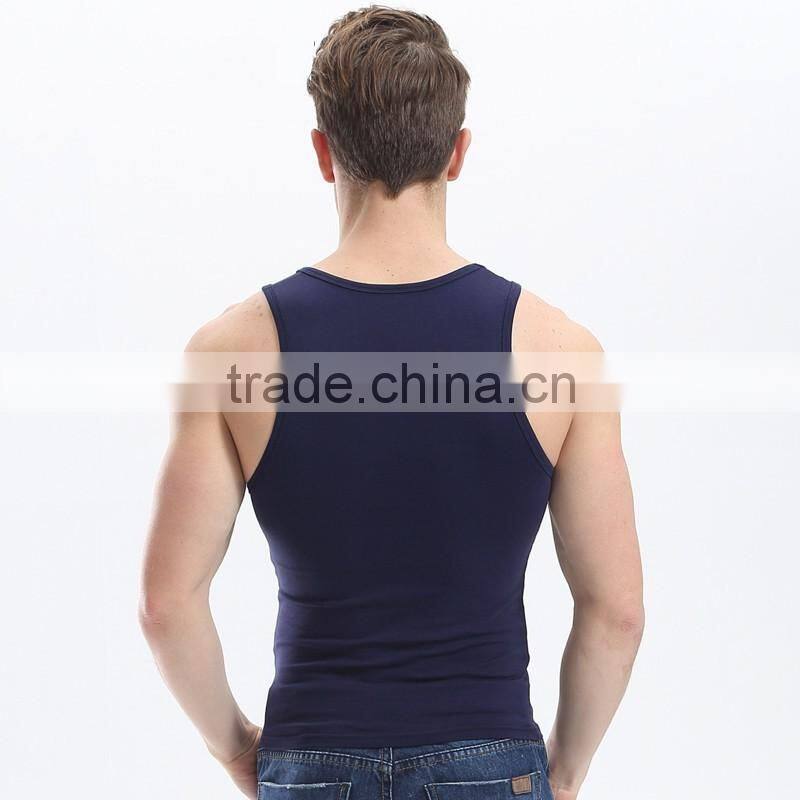 H-shaped wide collar vest muscle vest plain waistcoat new design sexy tight gym cotton vest for men