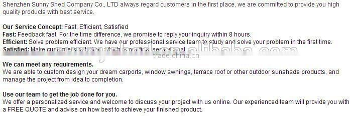 no welding easy install for carport awning make of aluminum alloy polycarbonate