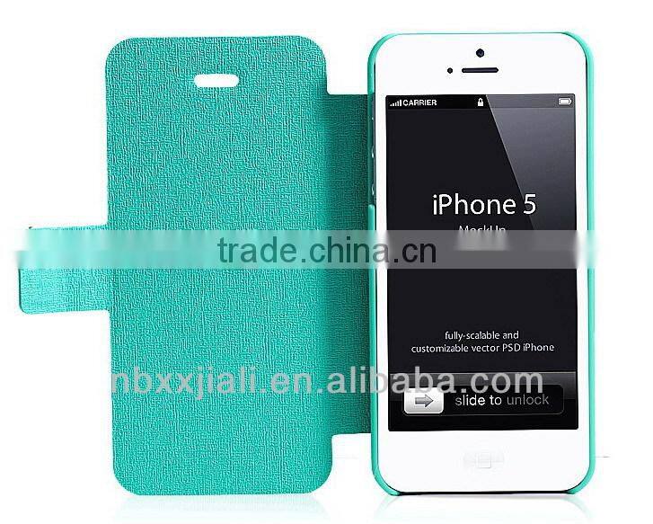 2014 Fashion elegant wallet design PU leather mobile phone case for iphone 4s with flip and stand function (OBS-M6078)