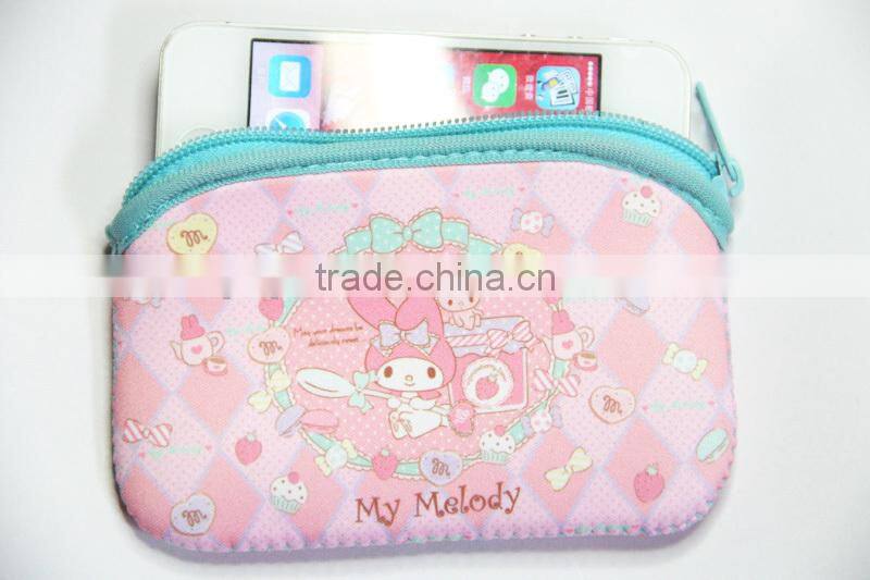 Fashional rectangle neoprene pocket coin purse/ woman small handbag