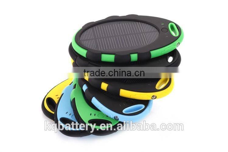 solar mobile charger, 5000 mah portable dual usb waterproof power bank