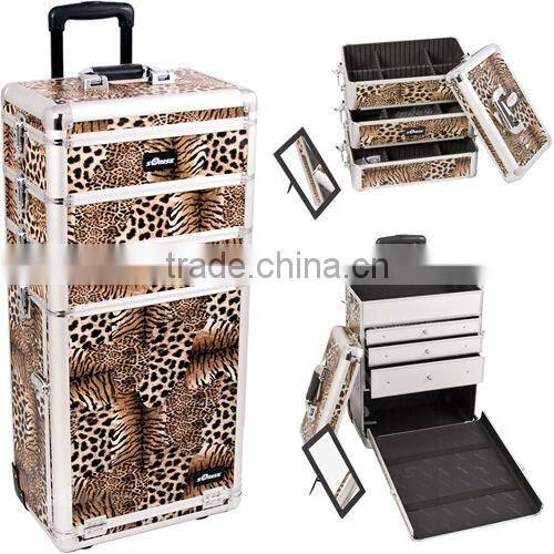 4 in 1 Rolling Aluminum Beauty Case With Trolley and Wheels